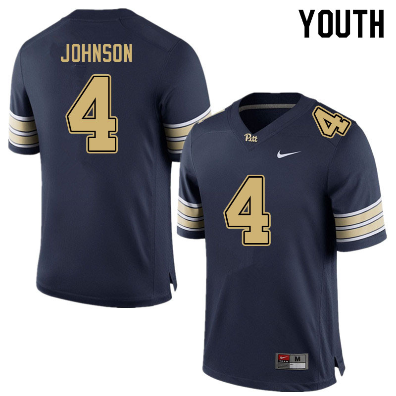 Youth #4 Nahki Johnson Pitt Panthers College Football Jerseys Sale-Navy